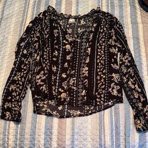 No Boundaries Black Floral Blouse
